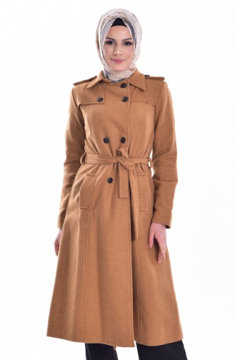 Buttoned Coat with Belt 90268-06 Mustard 90268-06