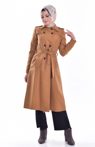 Buttoned Coat with Belt 90268-06 Mustard 90268-06