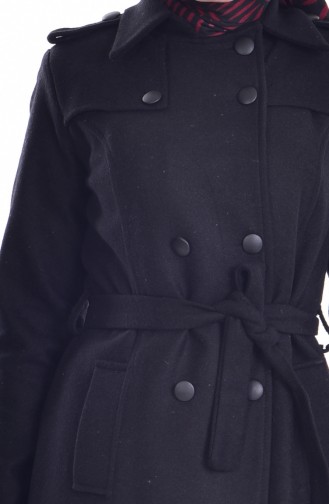 Buttoned Coat with Belt 90268-08 Black 90268-08