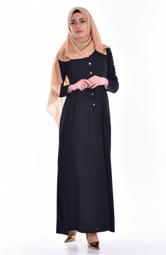 Schwarz Hijab Kleider 3662-04