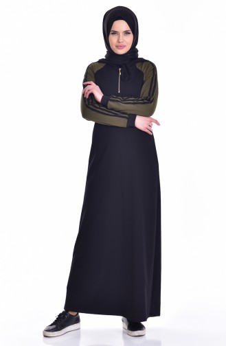 Kleid mit Detaillierte Reißverschluss 1652-01 Khaki 1652-01