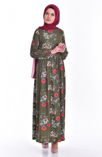 Khaki Hijab Dress 5125-03