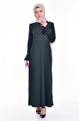 Dress with Embroidering 7000-03 Emerald Green 7000-03