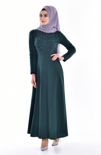 Dress with Pearls 4419-01 Emerald Green 4419-01