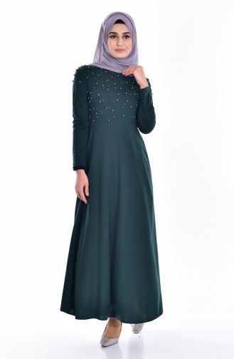 Dress with Pearls 4419-01 Emerald Green 4419-01