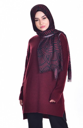 iLMEK Asymmetric Sweater  4033-02 Claret Red 4033-02