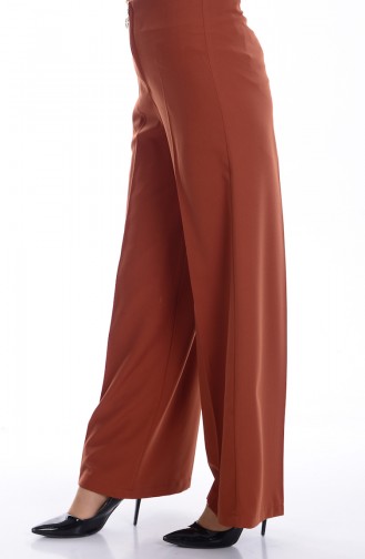 Wide Leg Trouser with Zipper 3095-04 Red Tile 3095-09