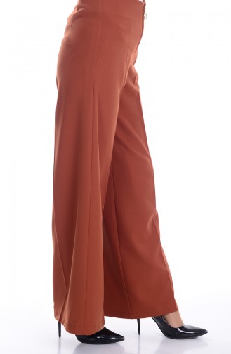 Wide Leg Trouser with Zipper 3095-04 Red Tile 3095-09