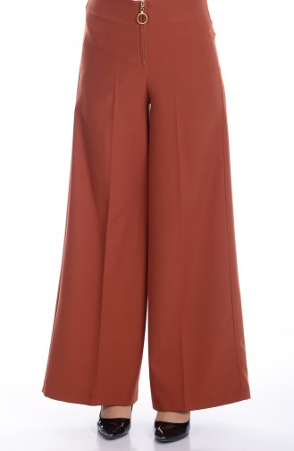 Wide Leg Trouser with Zipper 3095-04 Red Tile 3095-09