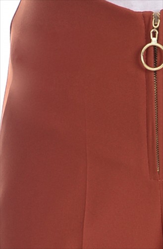 Wide Leg Trouser with Zipper 3095-04 Red Tile 3095-09