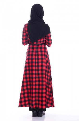Checkered Long Tunic 5203-02 Red Black 5203-02