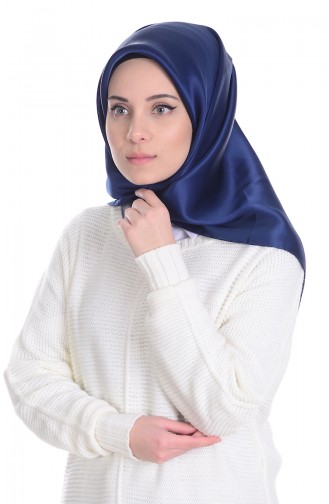 Armine Düz Saf İpek Eşarp 10001-06 Lacivert