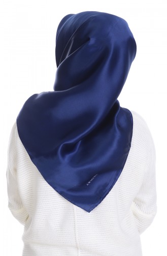 Armine Düz Saf İpek Eşarp 10001-06 Lacivert