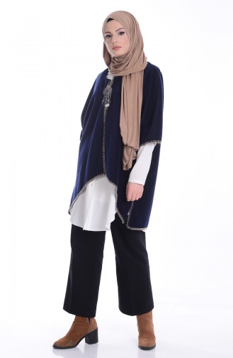 Navy Blue Poncho 1007-01