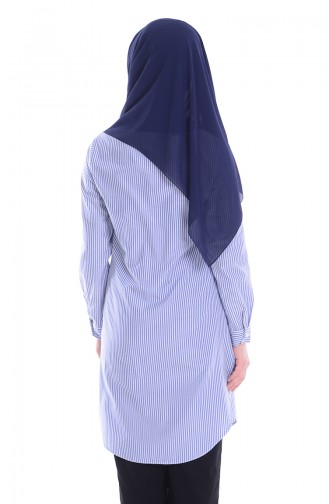 Striped Tunic with Embroidering 6302-01 Blue 6302-01