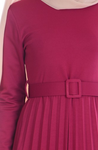 Pleated Dress with Belt 3666-02 Damson 3666-02