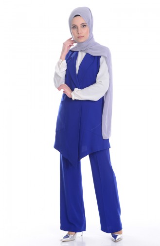 Ensemble Deux Pieces Gilet Pantalon 0006-01 Bleu Roi 0006-01