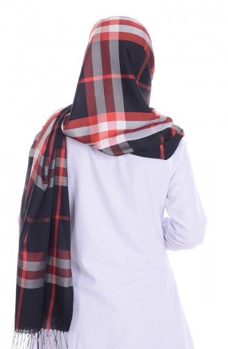 Checkered Shawl 60045-21 Black Red Tile 21