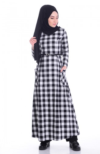 Checkered Long Tunic 5203-01 Black White 5203-01