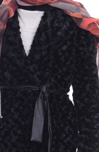 Shag Coat with Belt 50333-01 Black 50333-01