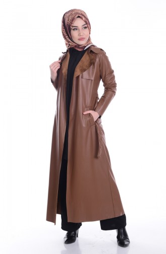 Leather Coat with Belt 50313-02 Tobacco 50313-02