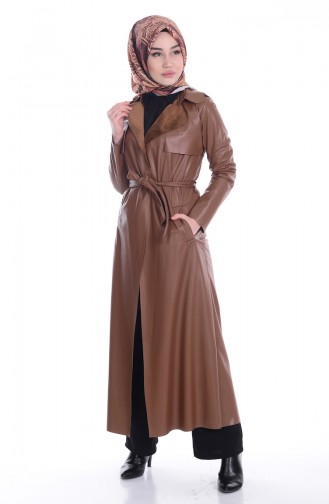 Leather Coat with Belt 50313-02 Tobacco 50313-02