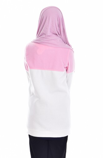 Sports Sweater with Zipper 43002-01 Pink White 43002-01