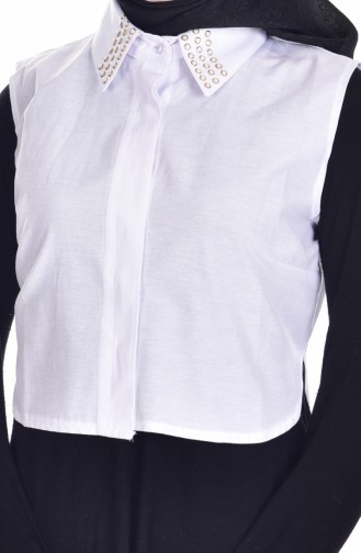 Taş Baskılı Gömlek Yaka 8043B-02 Beyaz