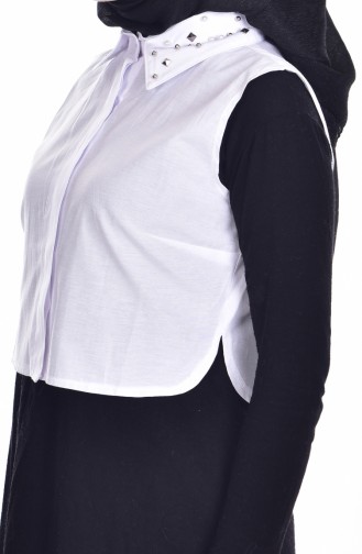 Col Chemise Perlés 8043E-02 Blanc 8043E-02
