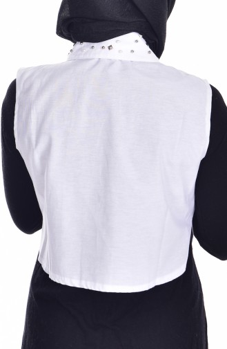 Col Chemise Perlés 8043E-02 Blanc 8043E-02