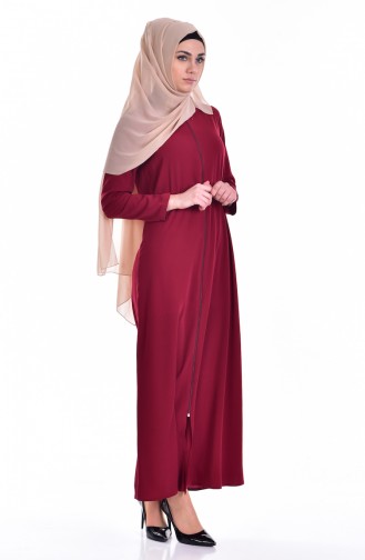 Abaya with Zipper 0101-02 Claret Red 0101-02