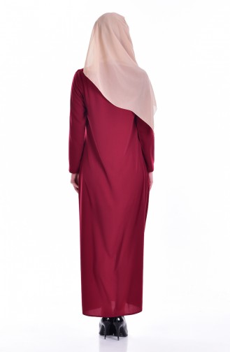 Abaya with Zipper 0101-02 Claret Red 0101-02