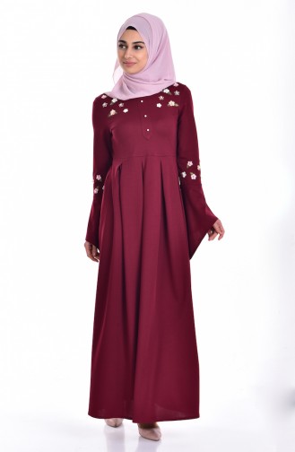 فستان بتصميم مطرز مع تفاصيل من اللؤلؤ  8015-07