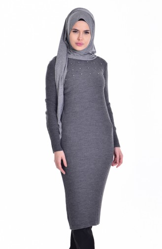 Long Tunic with Pearls 27654-04 Gray 27654-04
