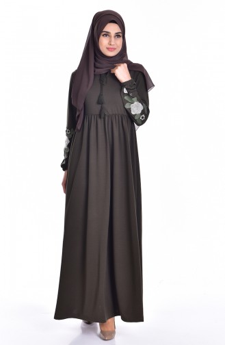  Besticktes Kleid  1720-03 Khaki 1720-03