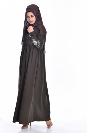 Khaki Hijab Dress 1720-03