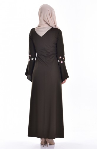 Khaki Hijab Kleider 8015-08