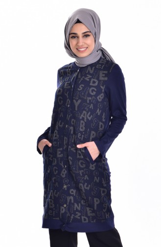 Cardigan with Snap-Fastener 46105-02 Navy Blue 46105-02