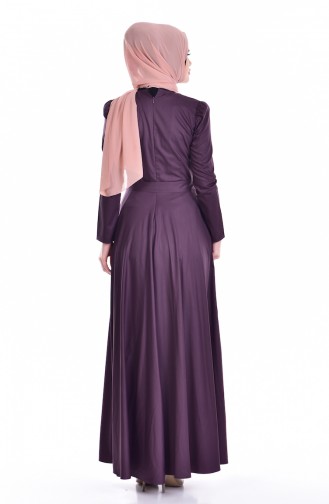 Flared Dress with Belt 7945-01 Purple 7945-01