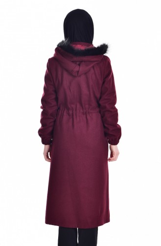 Coat with Furry Hood 50330-01 Claret Red 50330-01