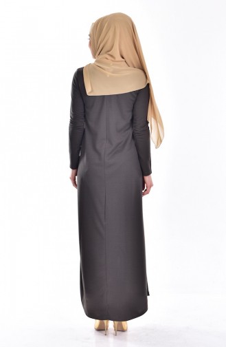 Khaki Hijab Dress 2152-03