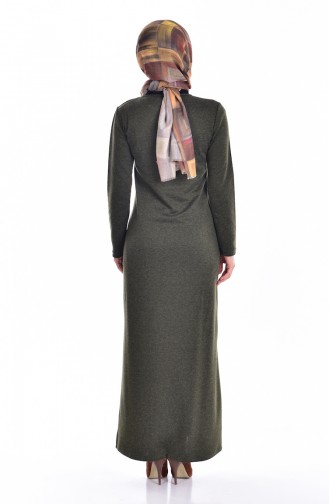 Kolyeli Çelik Örme Elbise 2900-02 Haki