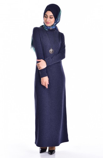 Navy Blue Hijab Dress 2900-04