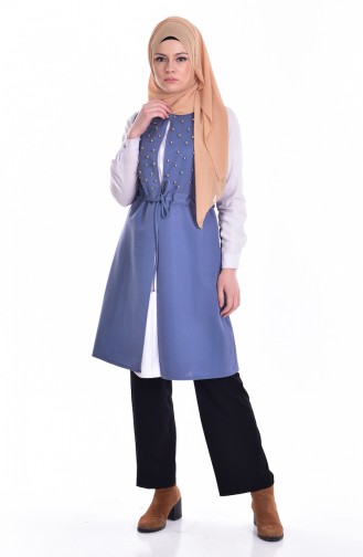 Vest with Pearls 7000-05 Blue 7000-05