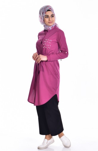 Tunic with Pearls and Belt 1120-02 Damson 1120-02