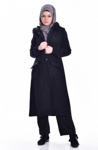 Coat with Furry Hood 50330-03 Black 50330-03