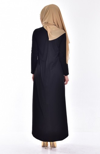 Kravat Yaka Elbise 2152-01 Siyah