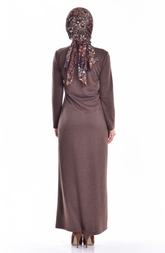 Kolyeli Çelik Örme Elbise 2900-07 Vizon