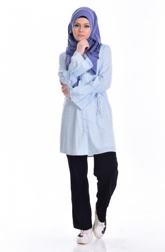 Checkered Tunic 6885-04 Baby Blue 6885-04