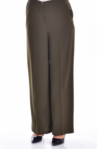 Wide Leg Trousers with Pockets 0352-04 Khaki 0352-04